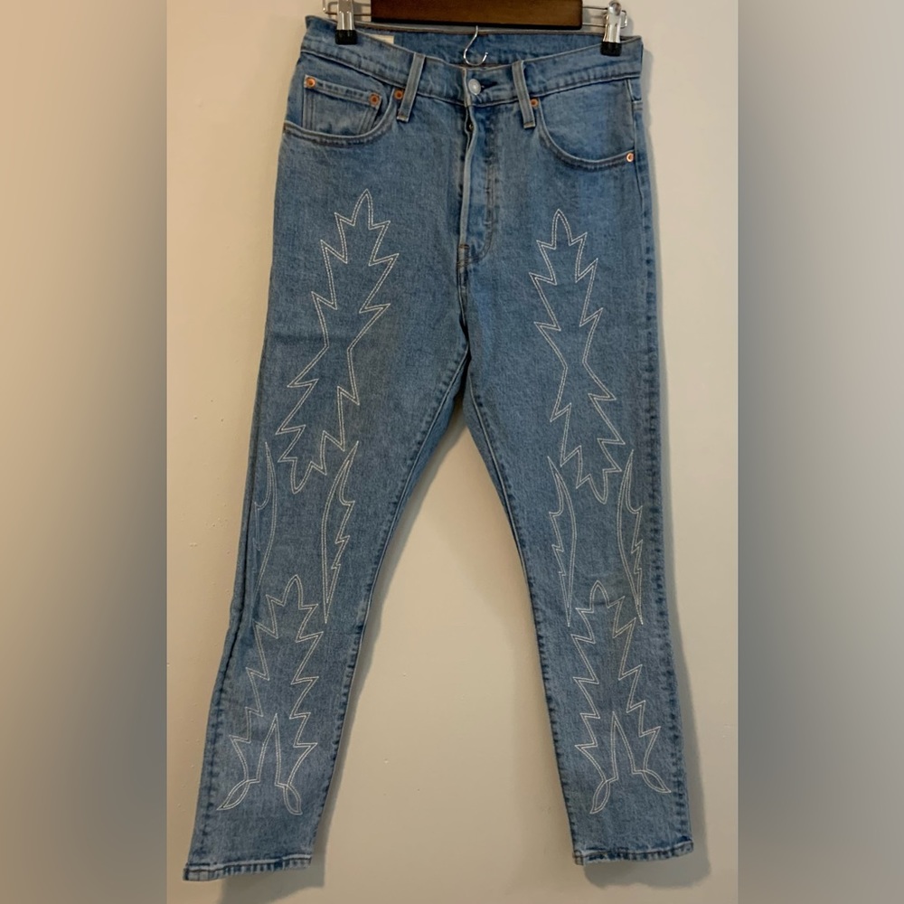 Levi’s 501 Stretch Skinny Embroidered Jeans